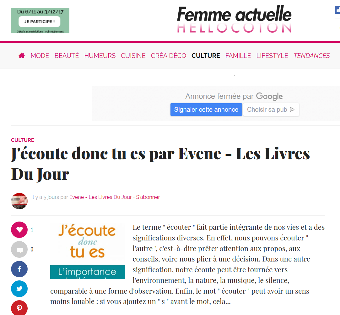 J'écoute donc tu es